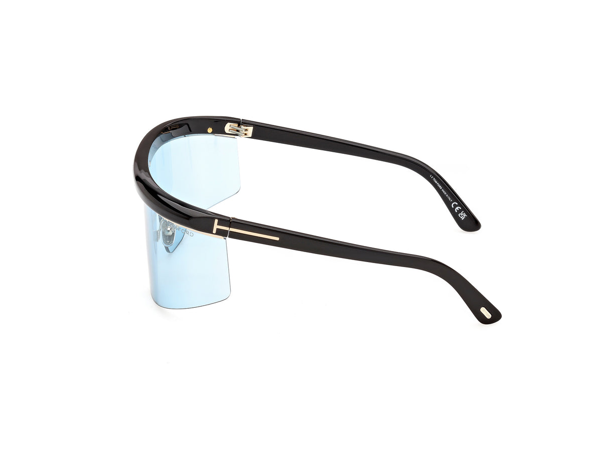 Tom Ford WEST-02 FT1431 01V Nero Lucido con Lenti Blu